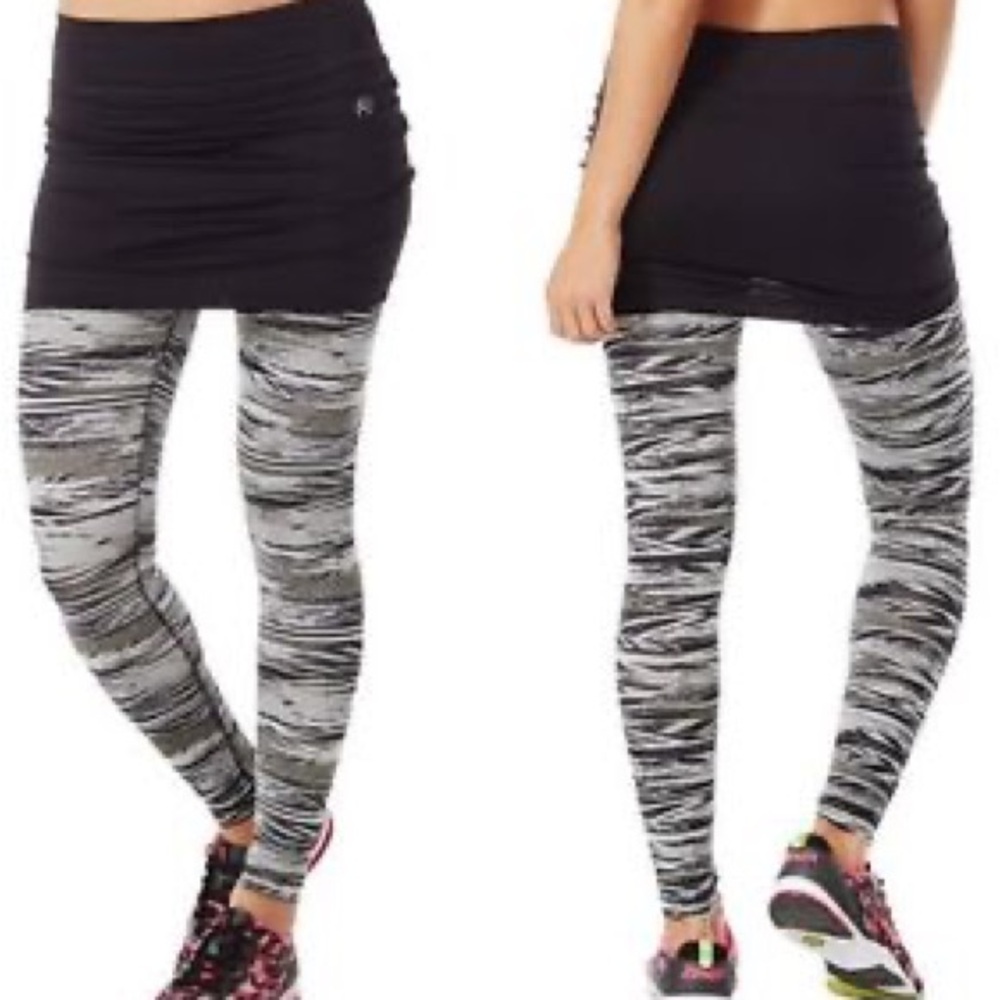 Black and Gray Skirted Leggings